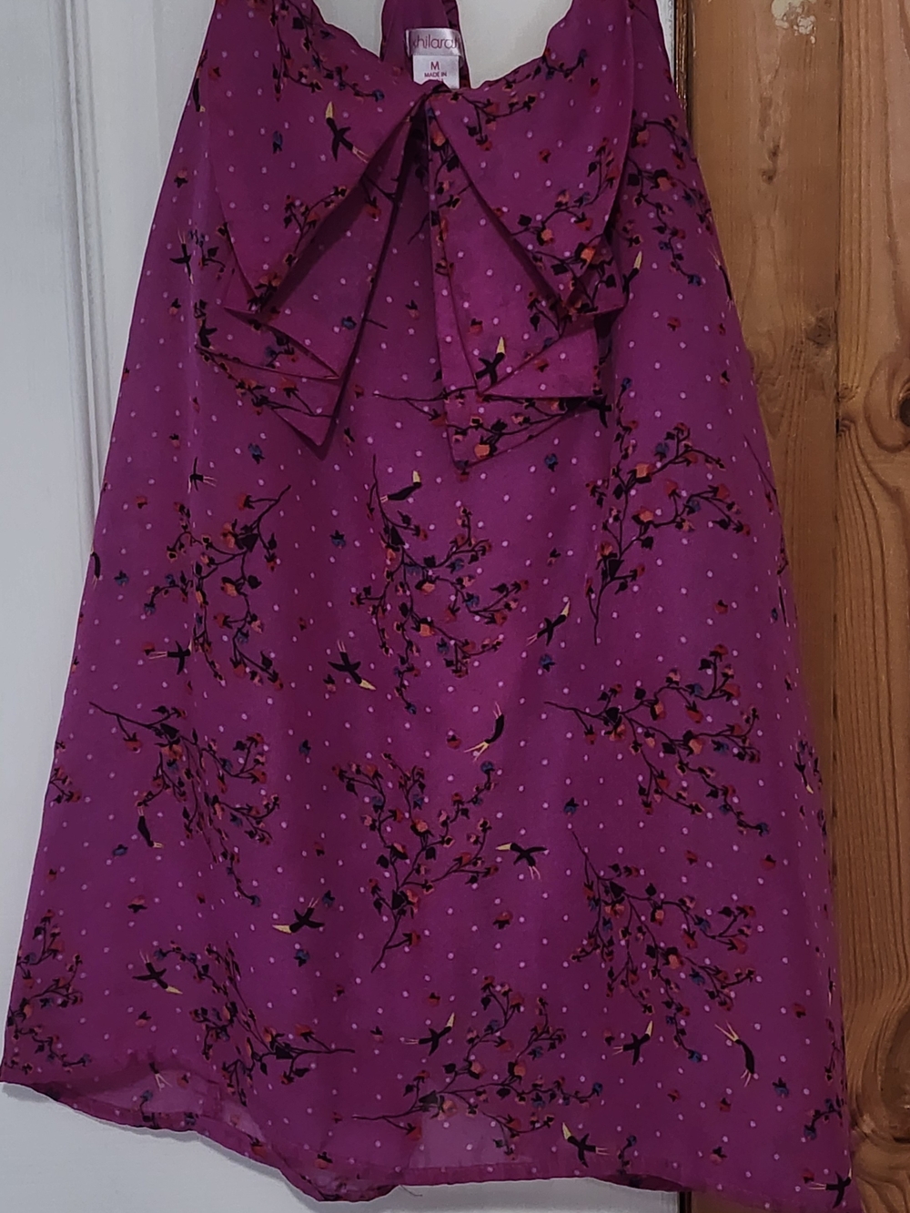Magenta Floral A-Line Skirt with Bow